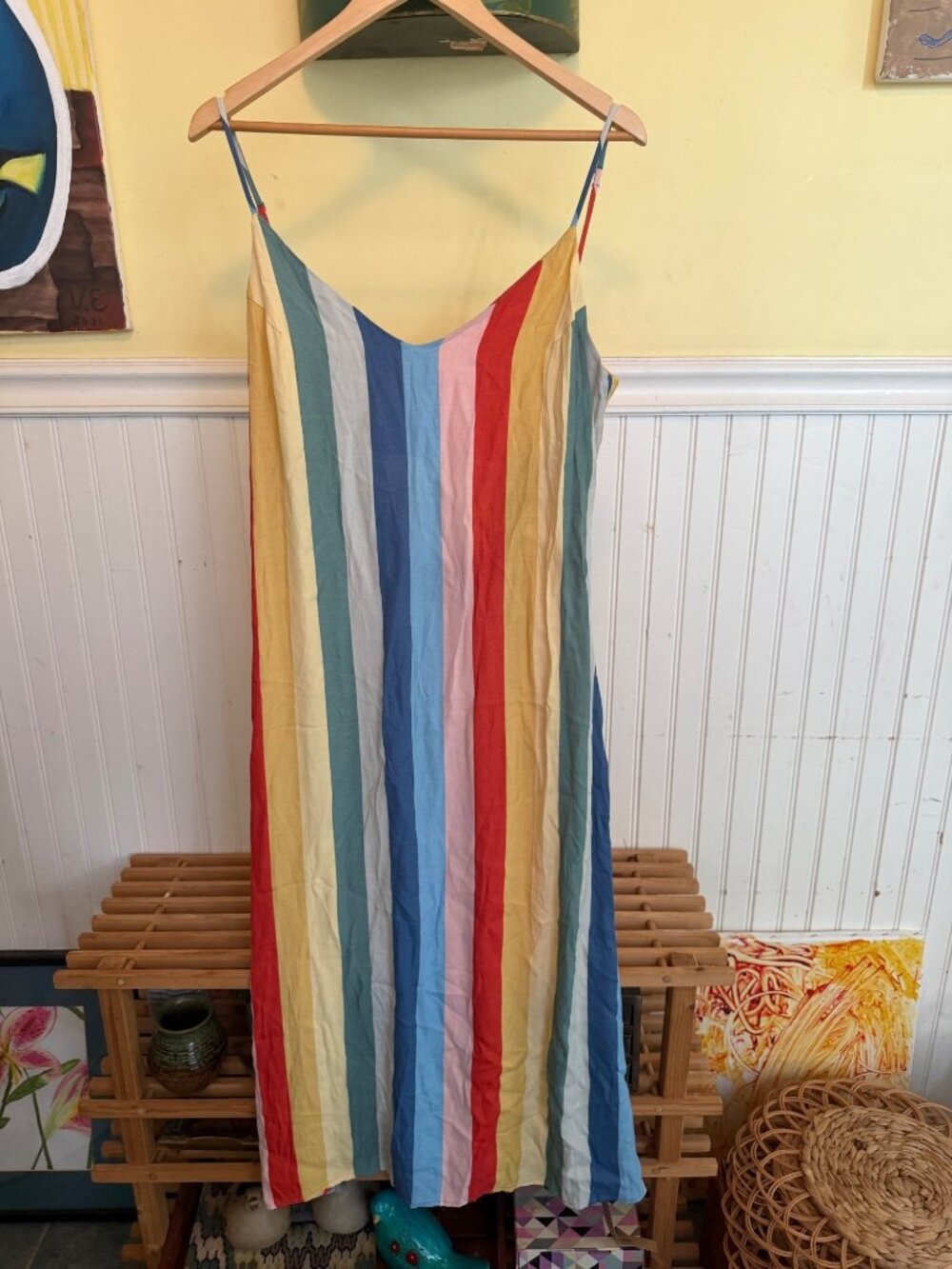 Reformation Multicolor Striped Maxi Dress With Adjustable Straps Back Tie Detail